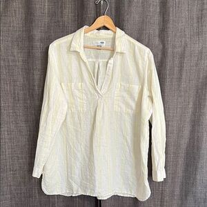 Old navy tunic white and yellow stripe size xxl linen cotton blend